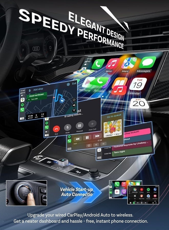 Ottocast Ultra Mini Wireless CarPlay & Android Auto Adapter 2026 Dongle Wireless 2 in 1 AI Smart Car Play Intelligent Systems With CarPlay USB Dongle Plug & Play, Fast Auto-Reconnect Bluetooth 5.3 Wifi Auto Connect - Image 4